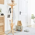 thumbnail image 2 of 75.5" Standing Coat Rack, Wood Coat Tree with 12 Hooks, Home Hat Jacket Hanger Tree 12 with Umbrella Holder Coat Stand (Oak), 2 of 9