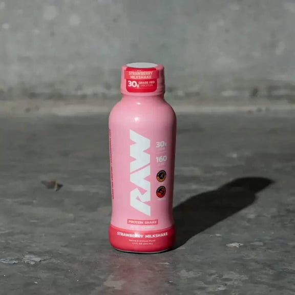 Raw Nutrition Ready-To-Drink Protein Shake, Strawberry Milkshake, 12 fl oz, 12 Pack