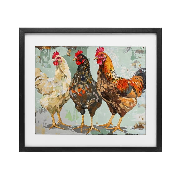 Stupell Industries Modern Abstract Chickens Trio Black Framed Print Under Glass, 16 x 13, by Creative Studio