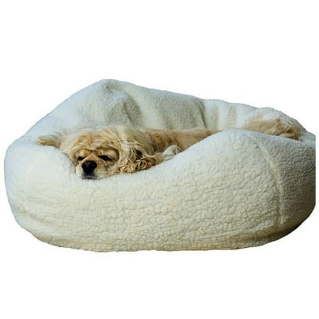 UPC: 0830000051968 | Carolina Pet 015260 Sherpa Puff Ball Pet Bed – Natural  Medium