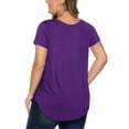 thumbnail image 5 of JYLFC Womens Plus Size T-shirts Criss Cross Neck Short Sleeve Summer Shirts, Purple 4XL, 5 of 5