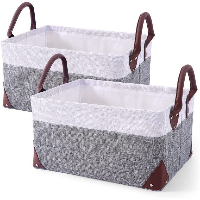 Storage Baskets for Shelves with Metal Frame, Fabric Storage Bins