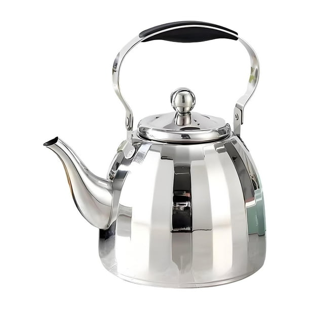 Tetera de acero inoxidable con infusor, hervidor de agua para restaurantes plata