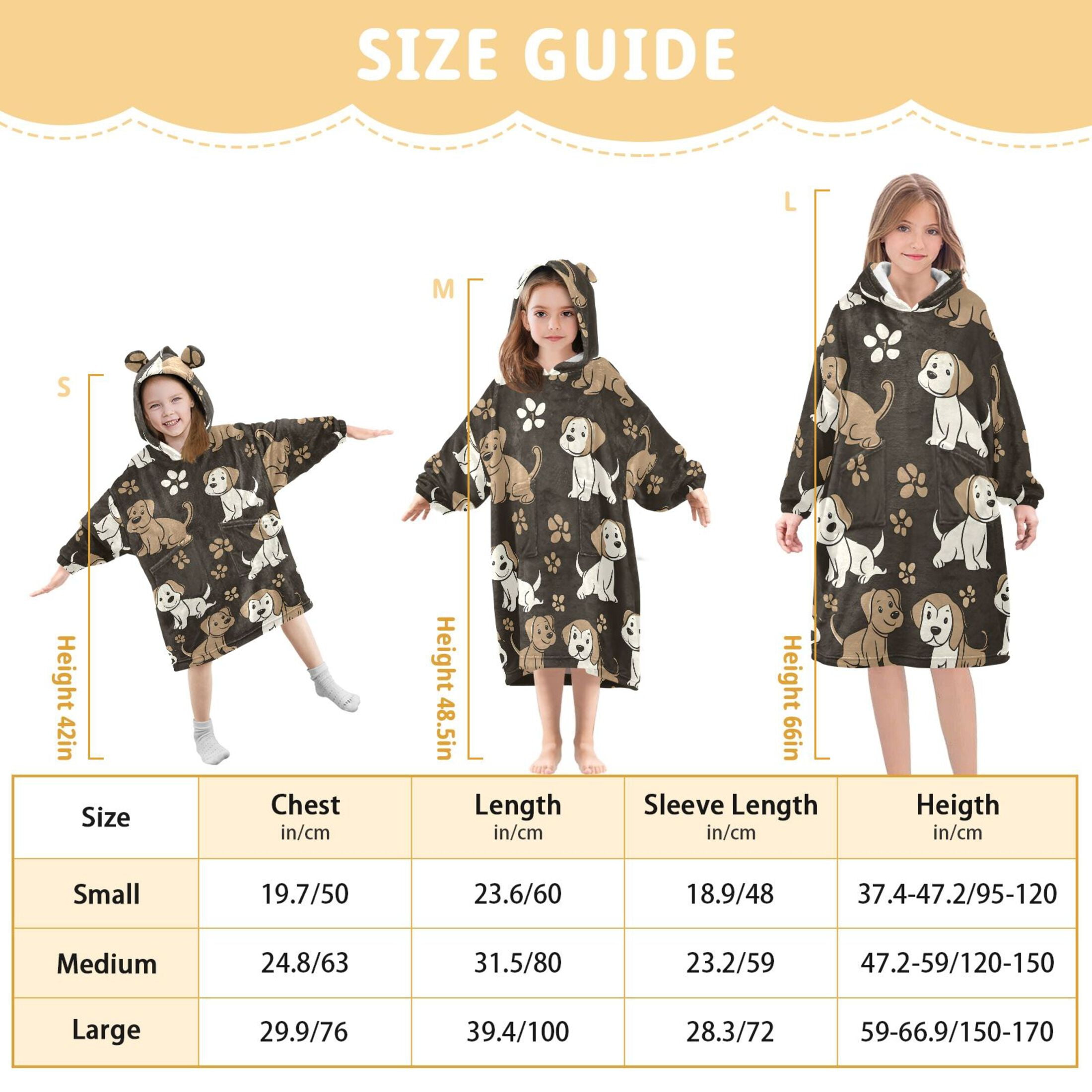 joogoo Wearable Blanket Hoodie for Kids Dogs Cute Footprint Flannel Oversized Sweatshirt 3-14 Years S