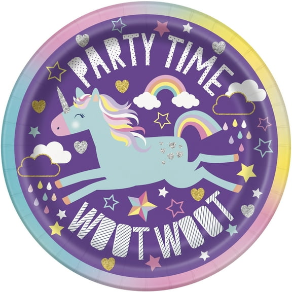 Unicorn Paper Dessert Plates, 7in, 8ct