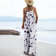 thumbnail image 2 of Polka Dot Pattern Bib Pants for Women Loose Fit Wide Leg Rompers with Pockets Flowy Summer Beach Jumpsuit for Resort, 2 of 5