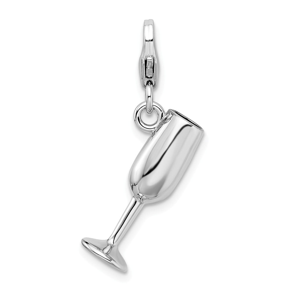 FB Jewels Solid 925 Sterling Silver 3-D Enameled Grand Piano Lobster Clasp Charm