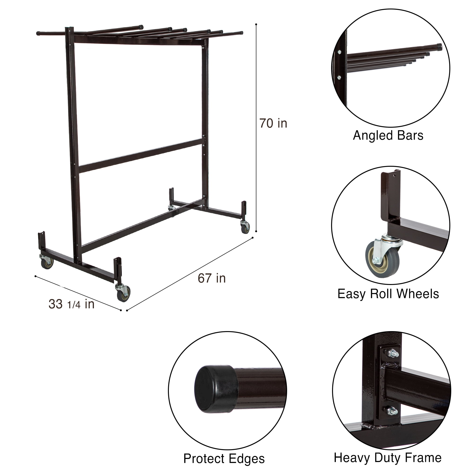 Hampden Furnishings Preston Table & Chair Storage Cart, Brown Steel