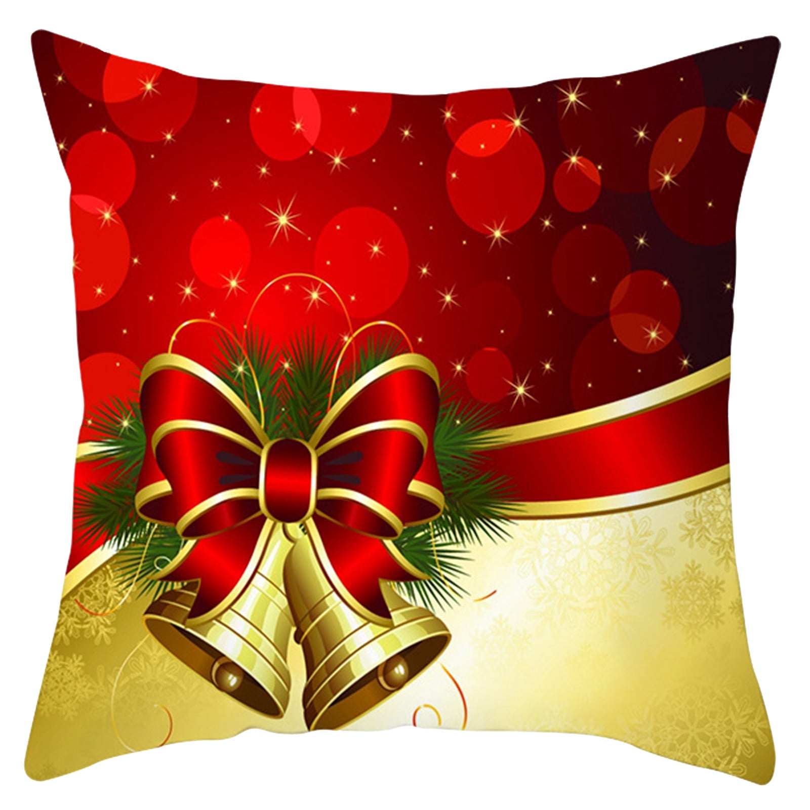 Christmas Flax Cushion Cover Elk Santa Snowflakes Pillowcase Sofa Car Decor 