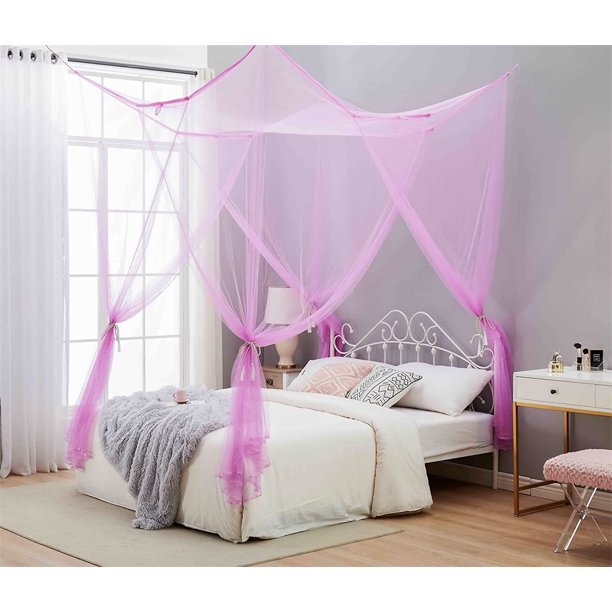 Mesh Bed Canopy, Bed Frame Queen Canopy Bed Tents for Girls Canopy Poles for Toddler Bed, King