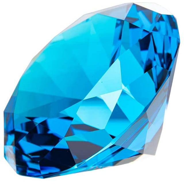 LONGWIN 80mm (3.1 inch) Crystal Diamond Paperweight Jewels Wedding Decorations Centerpieces Home Decor (Light Blue)