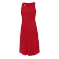 thumbnail image 6 of JIAYUE Women's Dress Above Knee Solid Color Sleeveless Round Neck Pocket Short Elegant Casual Trendy Female Dresses, 6 of 7