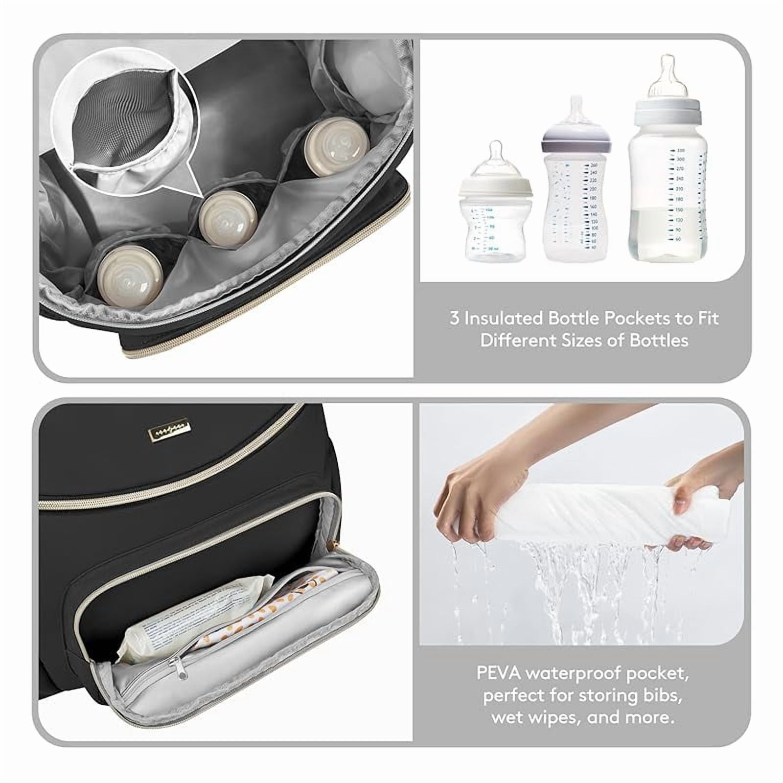 Diaper Bag Backpack, Lightweight Baby Bag for Moms and Dads, Compact Travel Diaper Backpack with Stroller Straps & Changing Pad, Waterproof & Stylish Baby Bag for Everyday Essentials