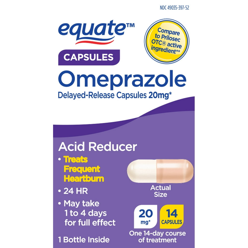 Equate Omeprazole 14 Day Course Delayed Release Acid Reducer Capsules Equate Omeprazole 14 Day Course Delayed Release Acid Reducer Capsules