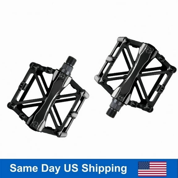 9/16" Bike Pedals CNC Aluminum Alloy, Premium Sealed Bearing Design for Smooth Ride - Universal Non-Slip Flat Pedals for Men & Women