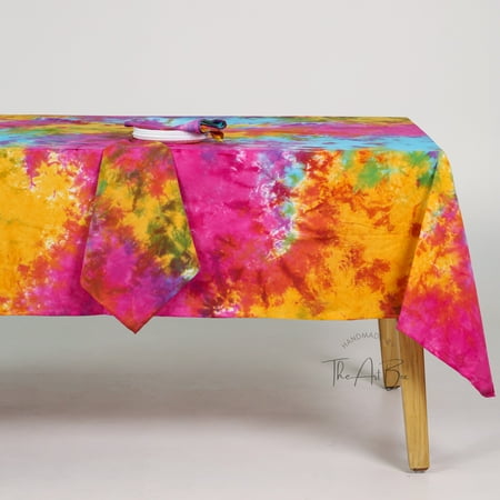 The Art Box Tablecloth -70 x70 Inches Tie Dye Multicolor Square Table Cloth for Kitchen Dining Room Holiday Table Cover for Party Dinner