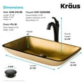 thumbnail image 6 of KRAUS 22-inch Rectangular Blue Glass Bathroom Vessel Sink and Arlo Faucet Combo Set with Pop-Up Drain, Oil Rubbed Bronze Finish, 6 of 9