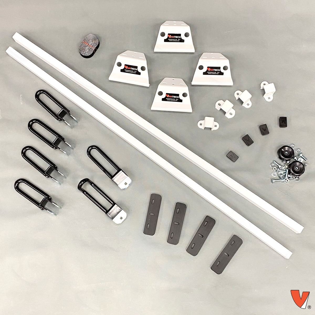 Vantech GFY Heavy Duty 2 Bar Ladder Roof Rack Fits: Ram ProMaster City Van (White)