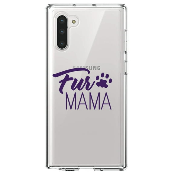 DistinctInk Clear Shockproof Hybrid Case for Samsung Galaxy Note 10 (6.3" Screen) - TPU Bumper Acrylic Back Tempered Glass Screen Protector - Fur Mama - Dog Paw