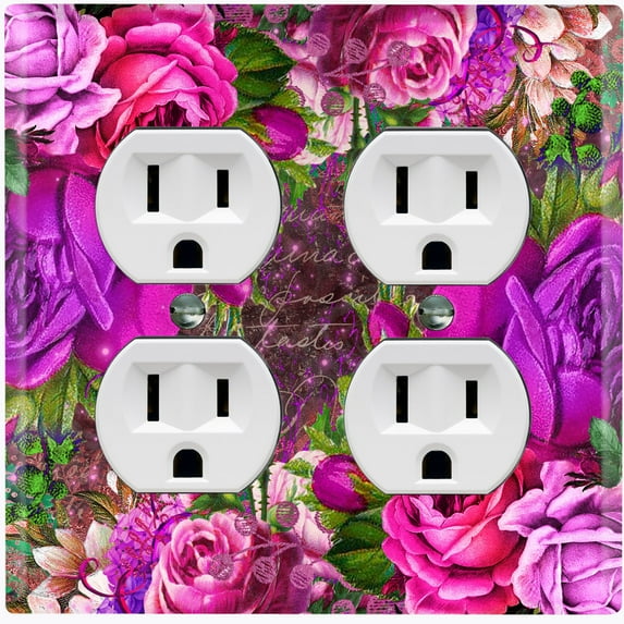 Metal Light Switch Plate Cover Elegant Purple Floral Nature Scripture Damask FLW087