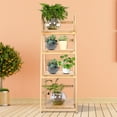 thumbnail image 2 of VIFERR Ladder Shelf, 4-Tier Stable Bookshelf Wooden Flower Plant Display Stands Foldable Corner Storage Racks for Garden Balcony Kitchen Living Room(Burlywood), 2 of 7