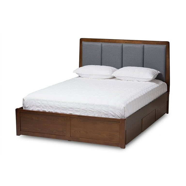 Baxton Studio Brannigan Modern and Contemporary Dark Grey Fabric Upholstered Walnut Finished King Size Storage Platform Bed Baxton Studio Brannigan Modern and Contemporary Dark Grey Fabric Upholstered Walnut Finished King Size Storage Platform Bed