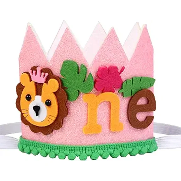 1st Jungle Birthday Hat for Her Women, Jungle Safari 1st Birthday Hat Crown for Forest Wild Themed First Birthday Party Decorations Supplies