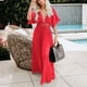 thumbnail image 2 of Kaftan de playa sólido para mujer, vestido largo tipo pareo con escote en V profundo, vestido ajustado con perspectiva calada Pompotops  lopia1000713, 2 of 9