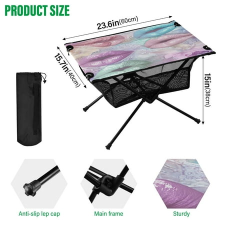 BZSMCE Camping Tables Simple Folding Table Pastel Petals and Pouts Pattern Size:23.6*15.7in