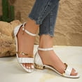 thumbnail image 3 of Mepaouo Strappy Heels for Women Ankle Strap Low Chunky Heeled Sandals Wedding Party Casual Dress Shoes, 3 of 8