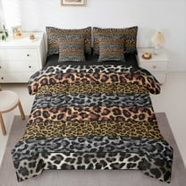 Manfei Leopard Cheetah Print Twin Bedding Sets 7-Piece, Modern Fashion Bedding Comforter Set, Teens Kids Adult Reversible Sheet Sets, Microfiber Bedroom Decor