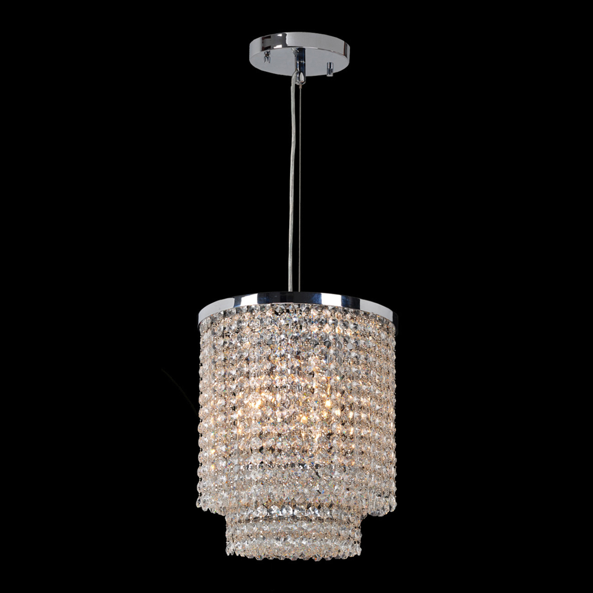 Prism Collection 3 Light Chrome Finish and Clear Crystal Oval Pendant 10" L x 6" W x 12" H Small