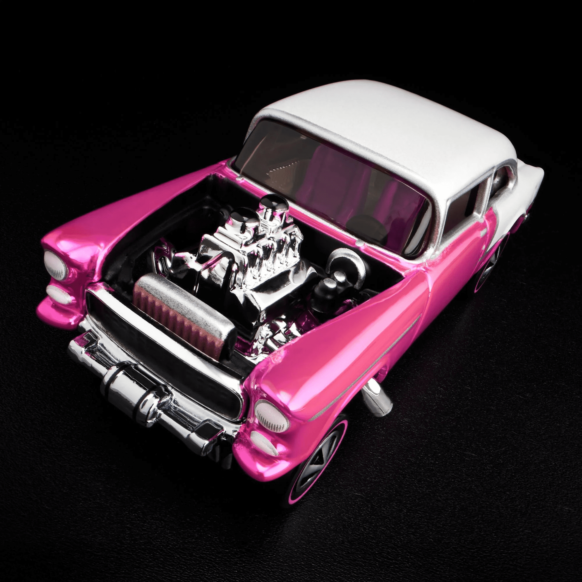 Hot Wheels RLC ’55 Chevy Bel Air Gasser – 1:64 Premium Die-Cast Collector Car, Spectraflame Pink, RLC Members Exclusive, LA Convention Car JCP37