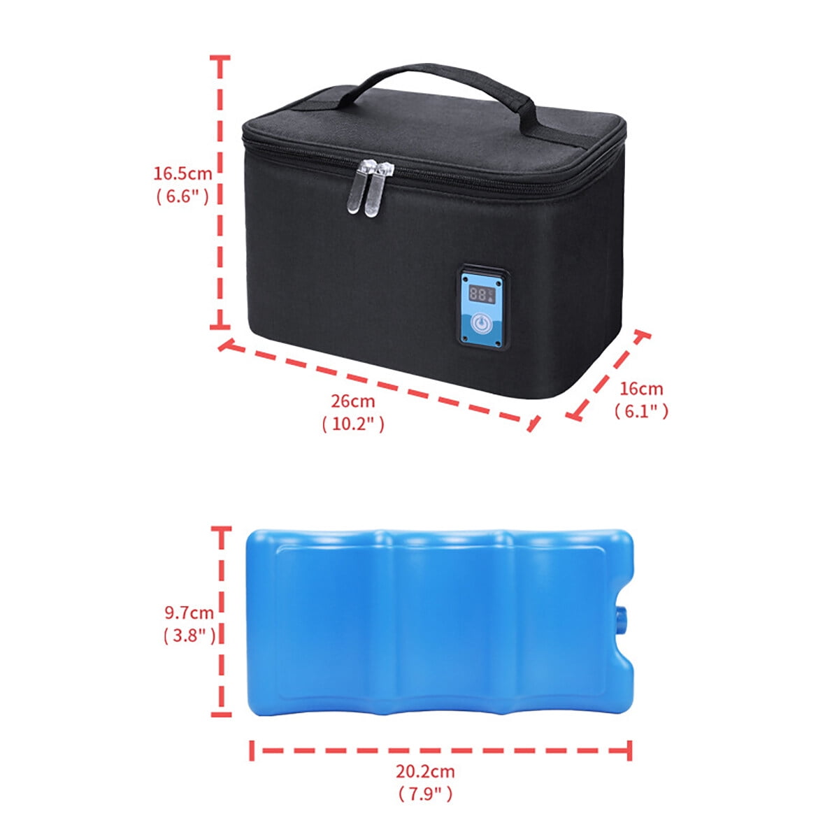 Breastmilk Cooler Bag with Ice Pack Fits 6 Baby Bottles, Baby Bottle Bag with Temperature Display for Nursing Mom Daycare, Black