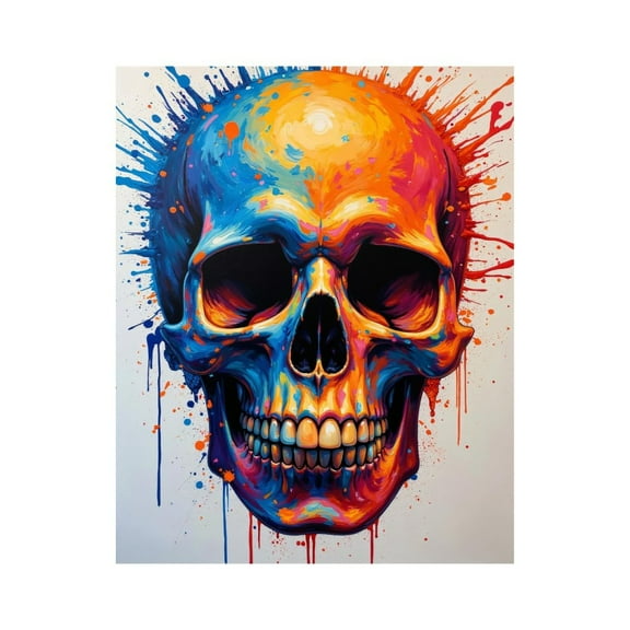 Paint by Numbers Kit for Adults, Colorful Skull Art Splatter Canvas Paint by Numbers, Easy Paint by Numbers Kit for Adults Beginner, DIY Adult Paint by Number Kits on Canvas, Home Decor