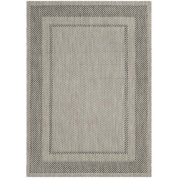 SAFAVIEH Courtyard Agnes Bordered Indoor/Outdoor Area Rug, Beige/Black, 2'7" x 5'