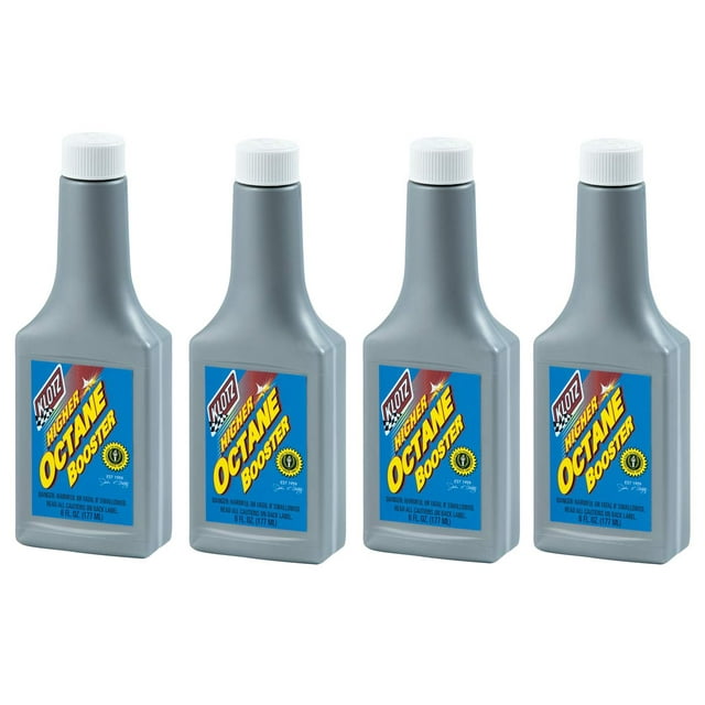 Klotz Booster d'Octane Plus Élevé, Additif de Carburant Polyvalent pour Essence – Lot de 4 Bouteilles de 6 Onces
