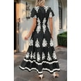 thumbnail image 6 of Womens 2025 Summer Casual V Neck Boho Maxi Dress Flowy Aline Bell Sleeve Tiered Floral Dresses with Pocket Black L, 6 of 7
