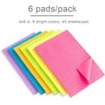 thumbnail image 4 of Notas adhesivas rayadas de 4 x 6 pulgadas, notas adhesivas de colores brillantes con súper adherencia, 45 hojas por bloc, 6 blocs por paquete, 4 of 5