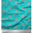 thumbnail image 1 of Soimoi Moss Georgette Fabric Leaves & Floral Block Print Sewing Fabric Yard 42 Inch Wide, 1 of 3