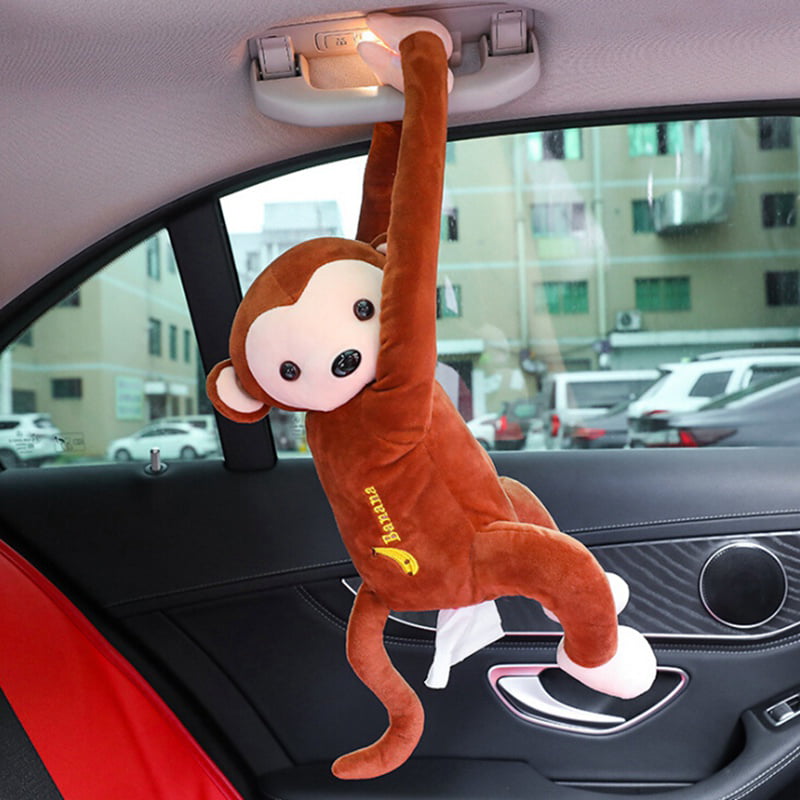 fukjem Durable Practical Cute Monkey Shape Home Car Hanging Tissue Box Tissue Holders