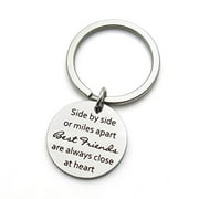 Best Friends Keychain Side by Side Or Miles Apart Best Friends Close at Heart Friendship Gifts Stainless Steel Keychain Key Ring