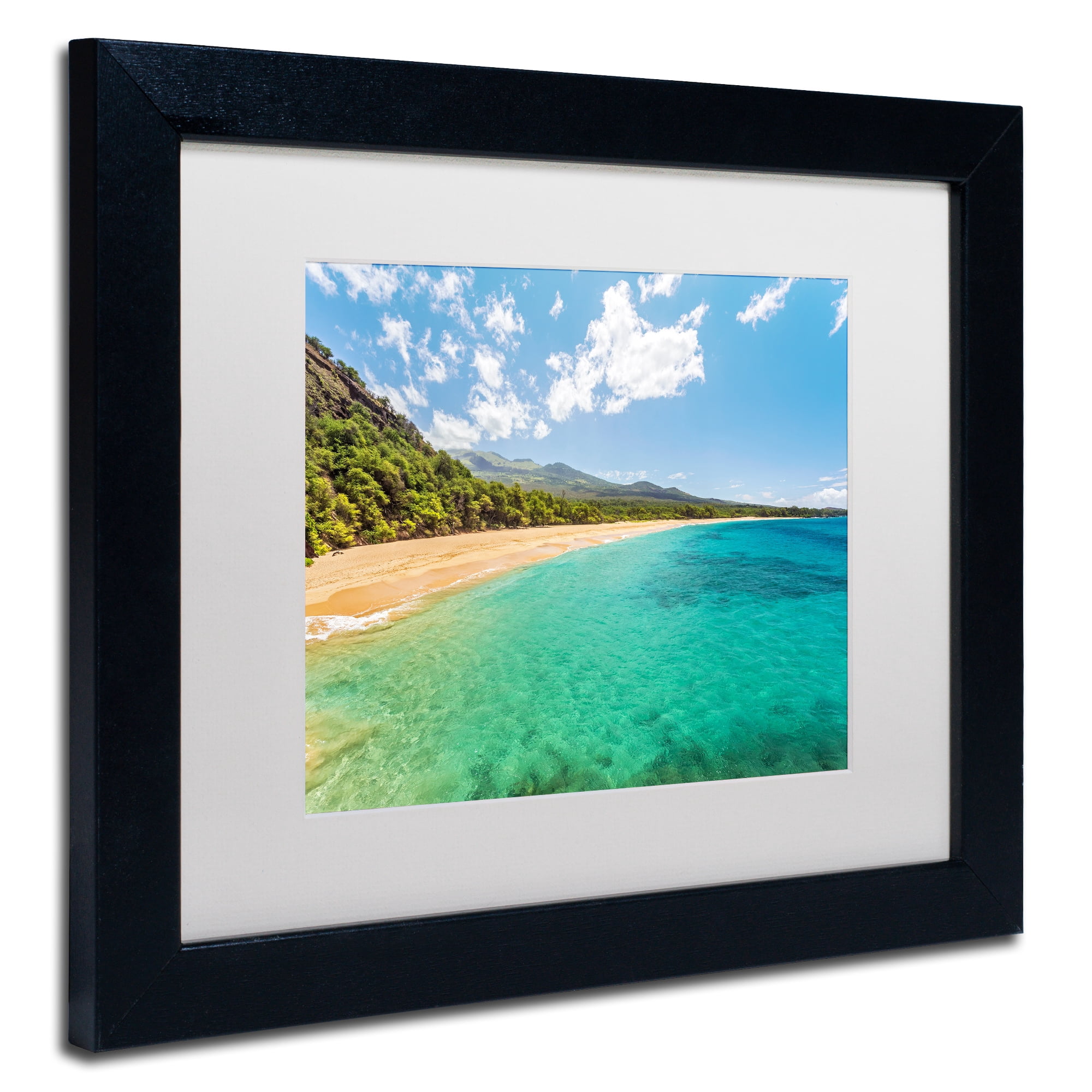 Trademark Fine Art 'Makena Beach Maui' Canvas Art by Pierre Leclerc, White Matte, Black Frame