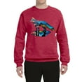 thumbnail image 2 of Trippy California Rainbow Neon Wolf Mountain Silhouette | Mens Animal Lover Crewneck Graphic Sweatshirt, Vintage Heather Red, Small, 2 of 4