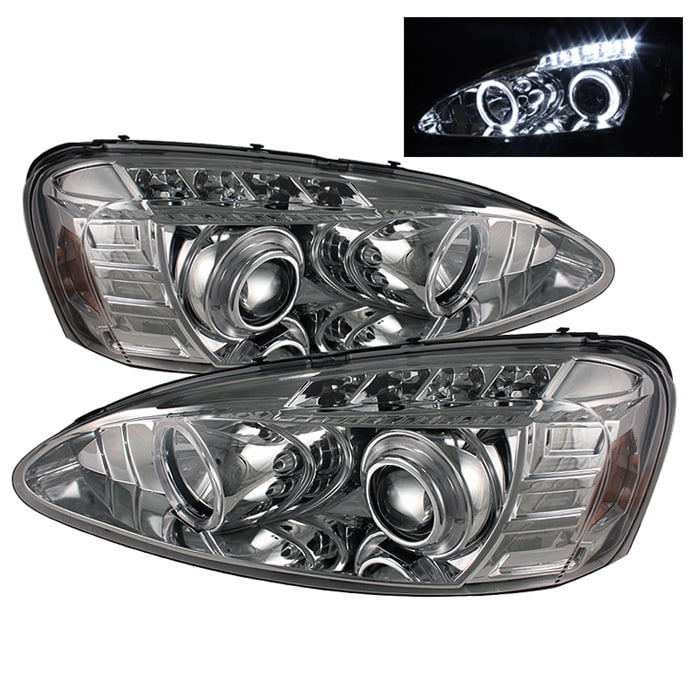 For 2004-2008 Pontiac Grand Prix Black Housing LED Tube Headlights Headlamps Assembly Driver & Passenger Side ACANII 