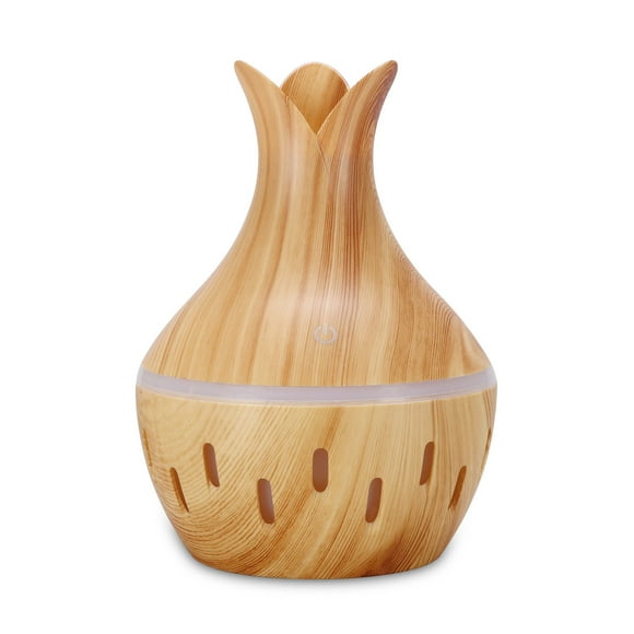 NARABB Diffuseur d'Huile à DEL 300 ml Humidificateur Aromathérapie Vase Grain de Bois Arôme Machine d'Aromathérapie Humidificateur