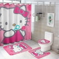 thumbnail image 6 of 4-Piece Kawaii Shower Curtain Set Fun Hello Kitty Cat Cartoon Purple Backdrop Bathroom Set with Cute Anime Curtain And Rug And Accessories, 6 of 8