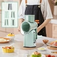 thumbnail image 4 of Tunhigl 5-in-1 Rotary Cheese Grater & Vegetable Slicer - Manual Food Processor with 5 Stainless Steel Blades, Strong Suction & Easy Clean - Perfect for Gourmet Cooking Green, 4 of 6