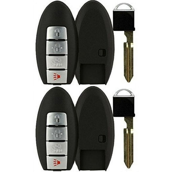 2 PACK KeylessOption Keyless Entry Remote Smart Car Key Fob Shell Case Cover Valet With Insert Blade CWTWBU735, CWTWBU624 for 07-08 Nissan Maxima 08-12 Armada