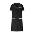 thumbnail image 4 of Summer Dresses for Women 2025, Women's Solid Color With Pockets Button Splicing Lapel Caregiver Dress Nurse Dress Work Midi Dress(Black,S), 4 of 6